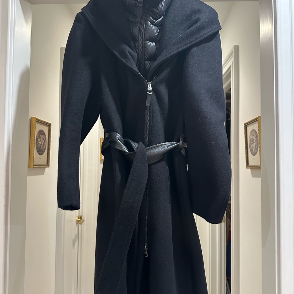 Mackage Women's Shia Black Winter Wool Coat with leather accents VERY NEW - Picture 4 of 14